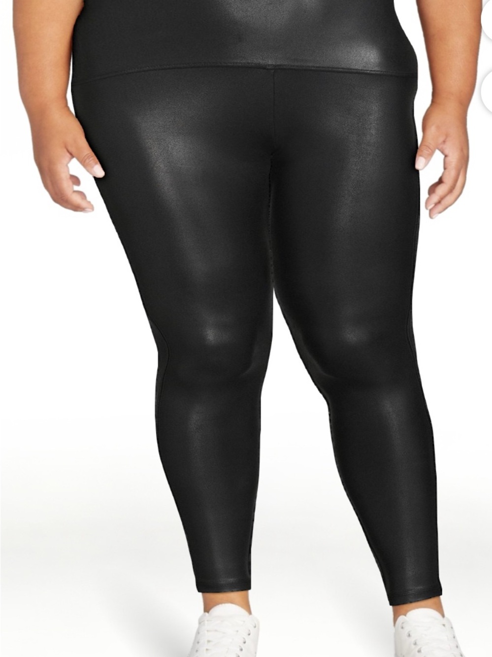 Time and Tru Plus Size Faux Leather Leggings - Black